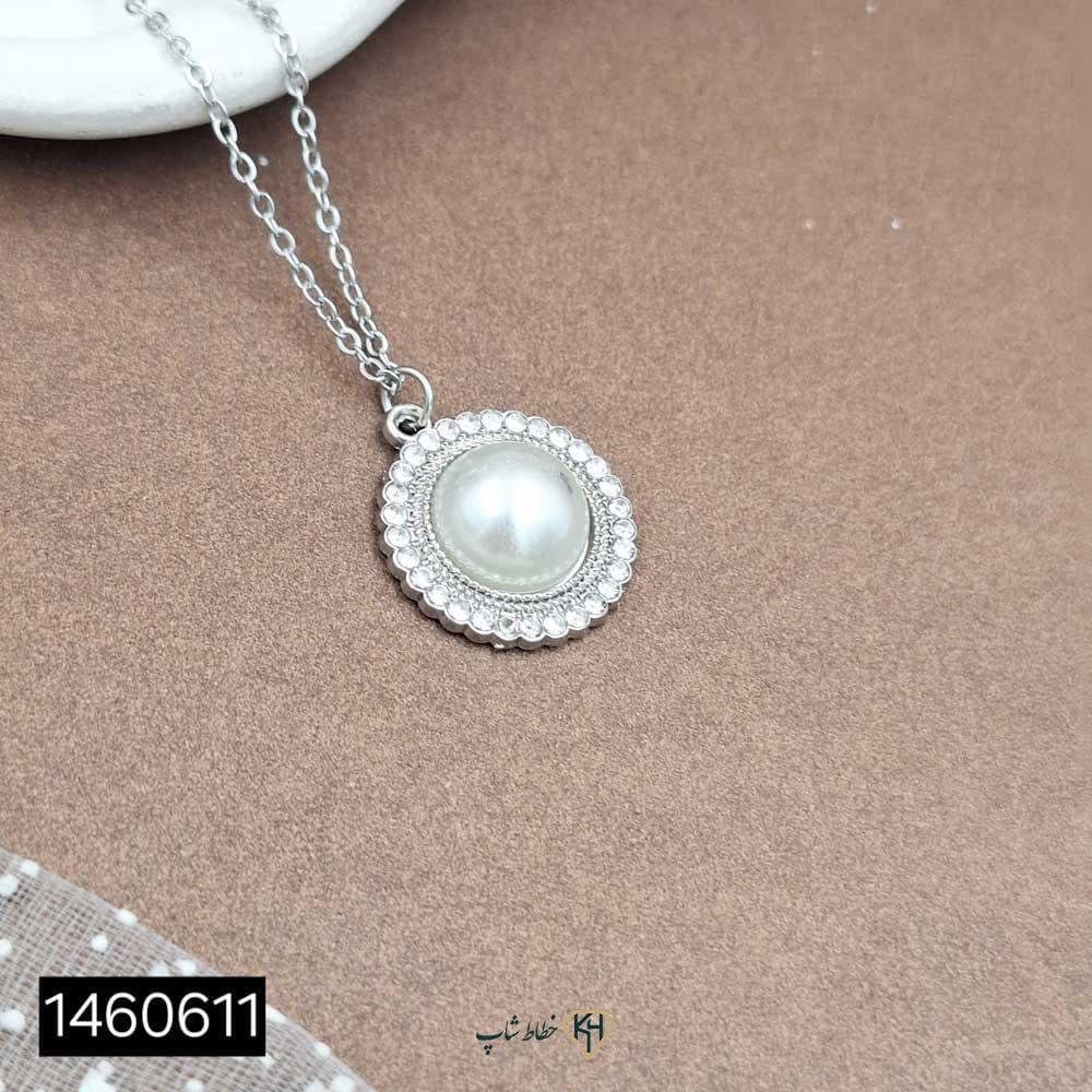 گردنبند مینیمال نگین اتمی درشت (مروارید دایره ای)