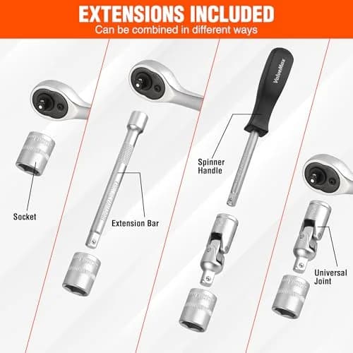 مجموعه جعبه بکس 46 عددی درایو 1/4 اینچ ValueMax مدل V003001 — تصویر ۶