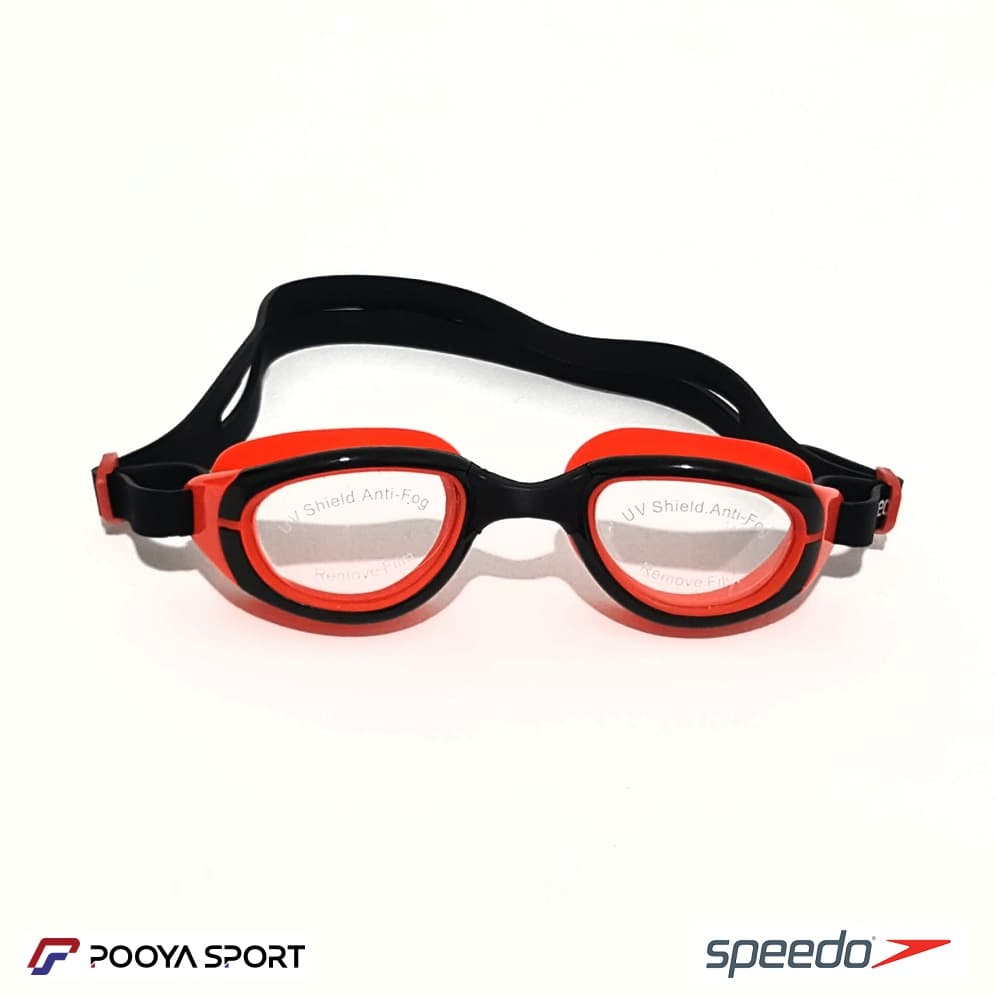 عینک شنا بچه گانه ژله ای رنگی اسپیدو Speedo قرمز- مشکی — تصویر ۴