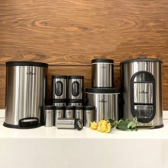 سرویس آشپزخانه 14 پارچه استیل صادراتی یونیک کد 3505 — تصویر ۳