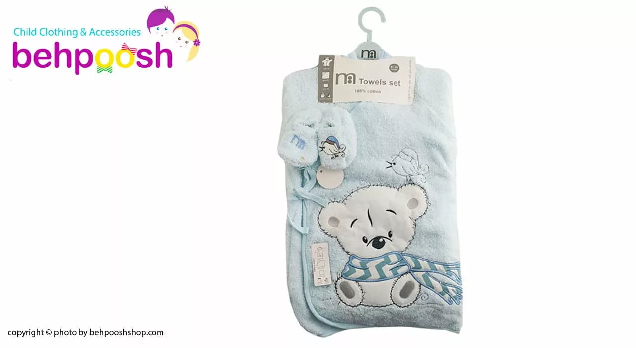 ست حوله تن پوش لوکس خرسی شالدار مادركر Mothercare — تصویر ۳