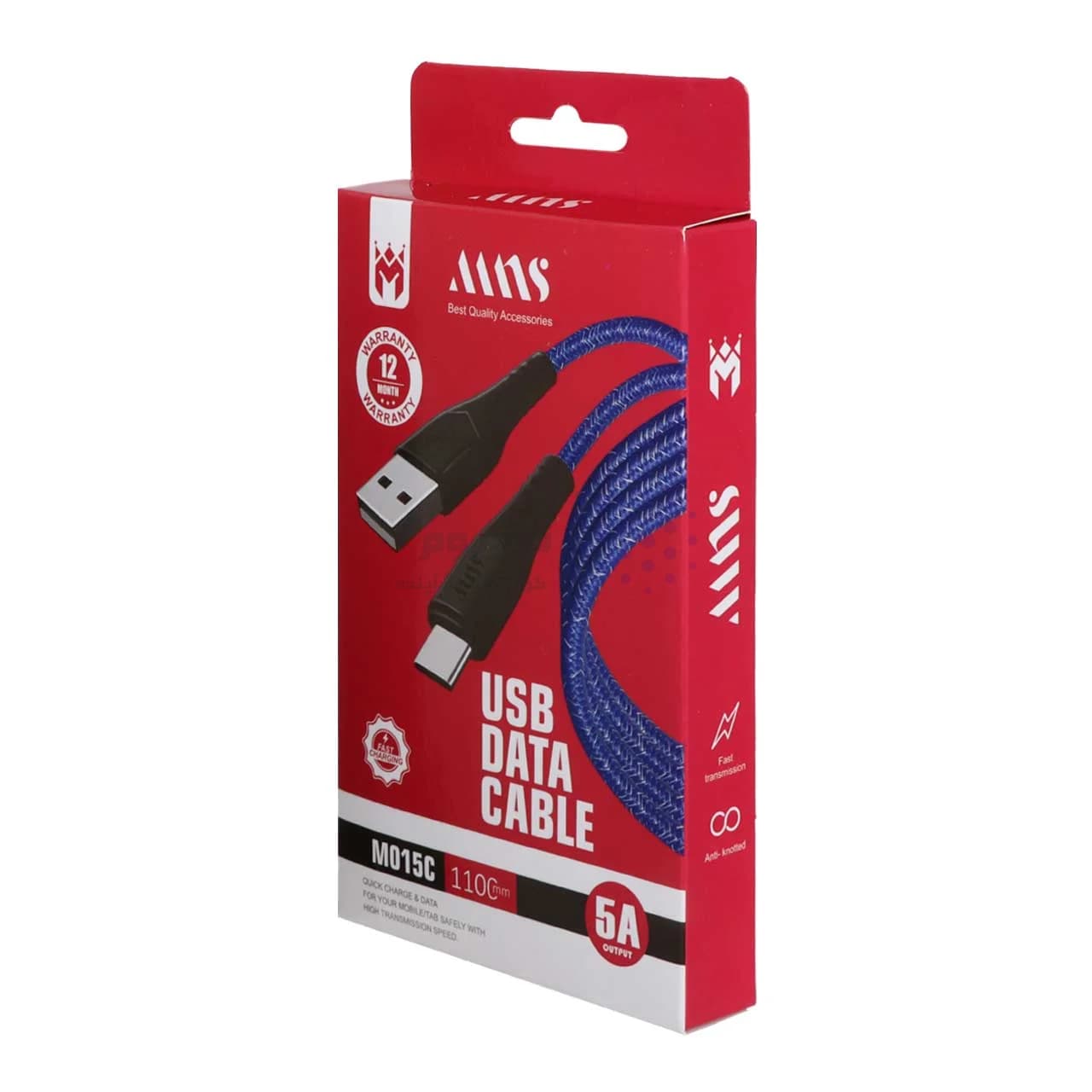 کابل شارژ کنفی فست 1.1 متری MNS Type-C مدل M015C – سفید مشکی – SMO — تصویر ۲