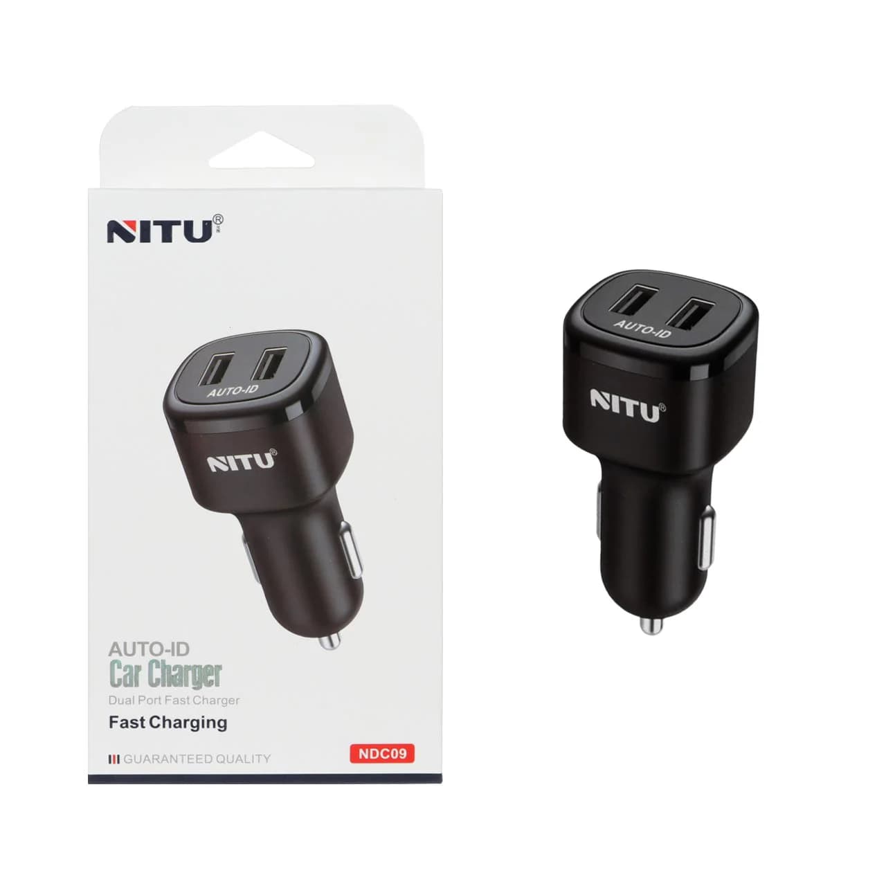 شارژر فندکی 12W فست دو پورت NITU مدل NDC09 – مشکی (گارانتی 18 ماه تعویض نیکان همراه)