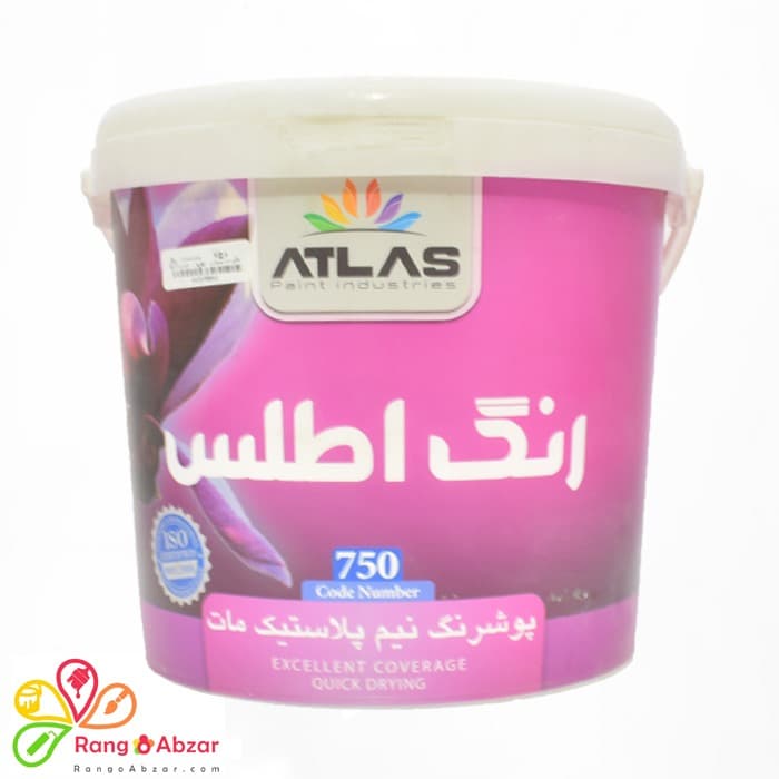 رنگ نیم پلاستیک مات اطلس کد 750 – دبه 12 کیلویی