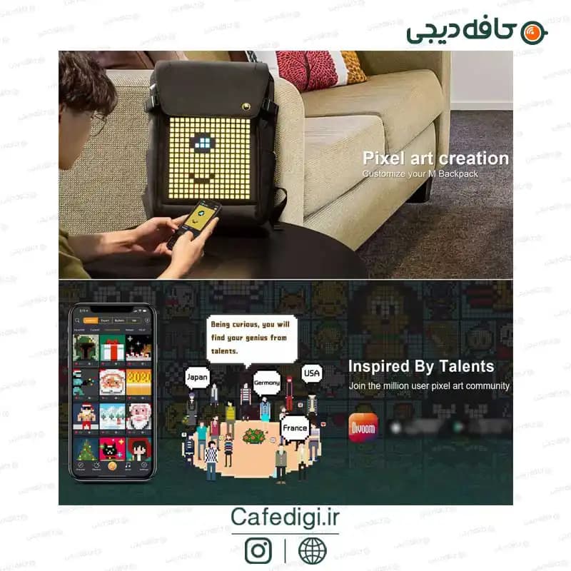 کوله پشتی هوشمند دیووم Divoom Backpack M — تصویر ۷