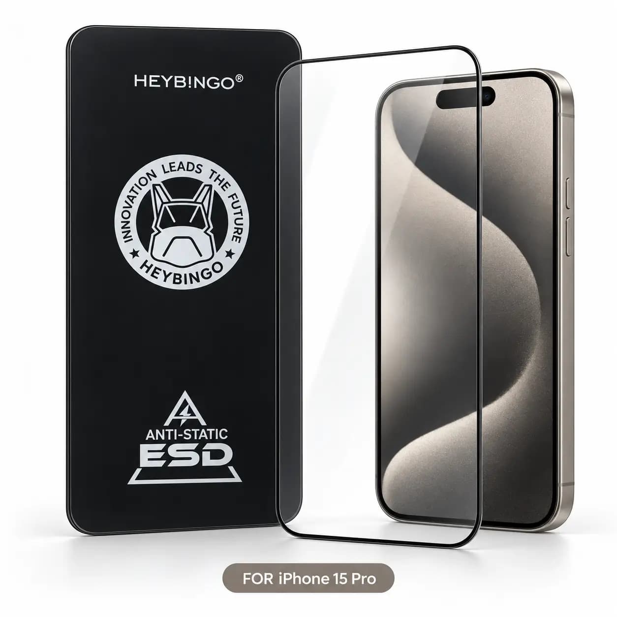 گلس آیفون 15 پرو HEYBINGO آنتیاستاتیک – گلس شیشه ای iPhone 15 pro — تصویر ۲