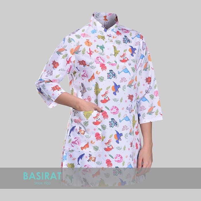 اسکراب پزشکی یقه دار طرح کودکان زنانه (تک) — تصویر ۲