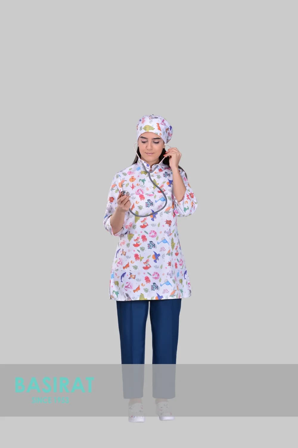 اسکراب پزشکی یقه دار طرح کودکان زنانه (تک)