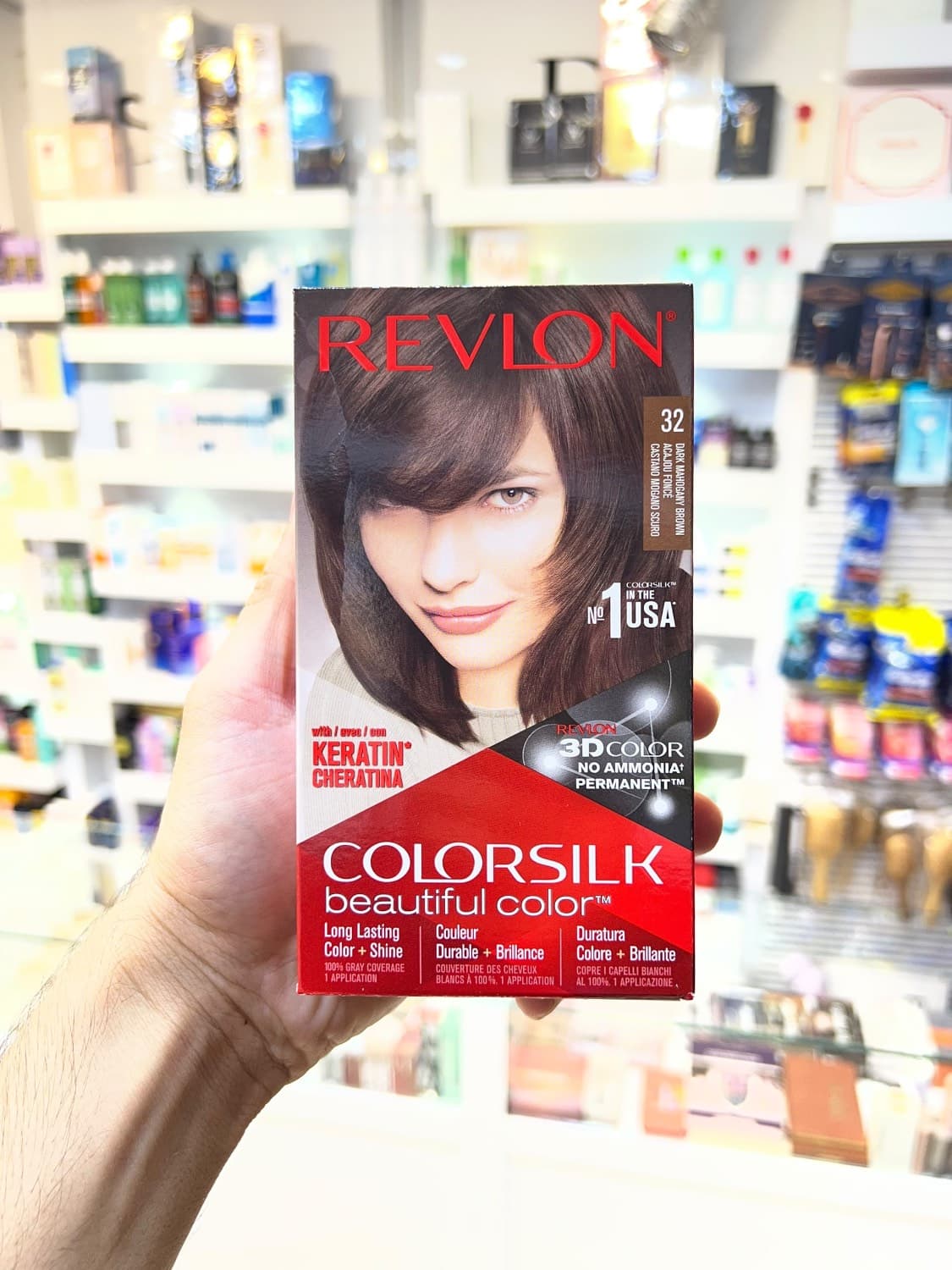 کیت رنگ موی بدون امونیاک رولون شماره 32 قهوه ای ماهاگونی تیره Revlon Colorsilk — تصویر ۲