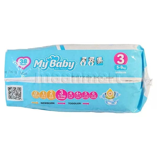 پوشک مای بیبی سایز 3 بزرگ 38 عددی My Baby — تصویر ۲