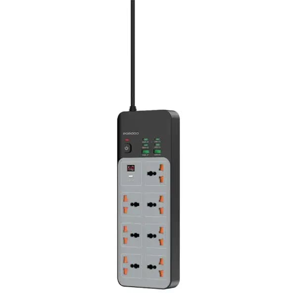 چندراهی برق 3000 وات 7 پریز یونیورسال و 6 پورت USB پرودو مدل Porodo PDFWCH099GY