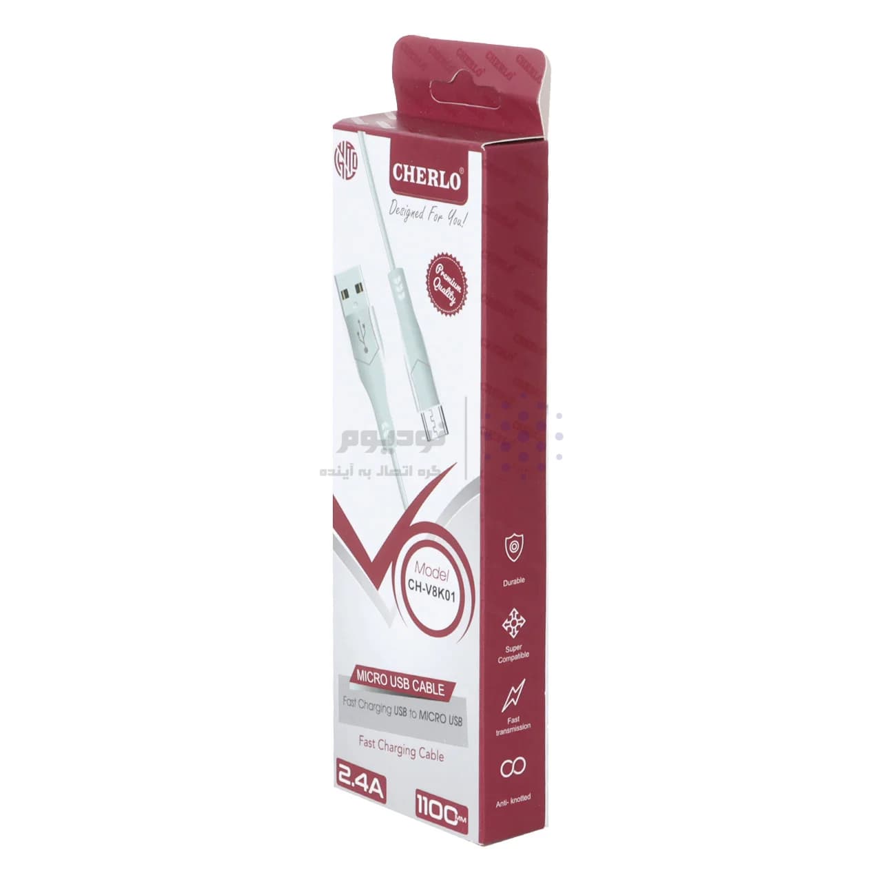 کابل شارژ کنفی 1.1 متری فست اندروید CHERLO مدل V8-K01 – مشکی – SMO — تصویر ۳