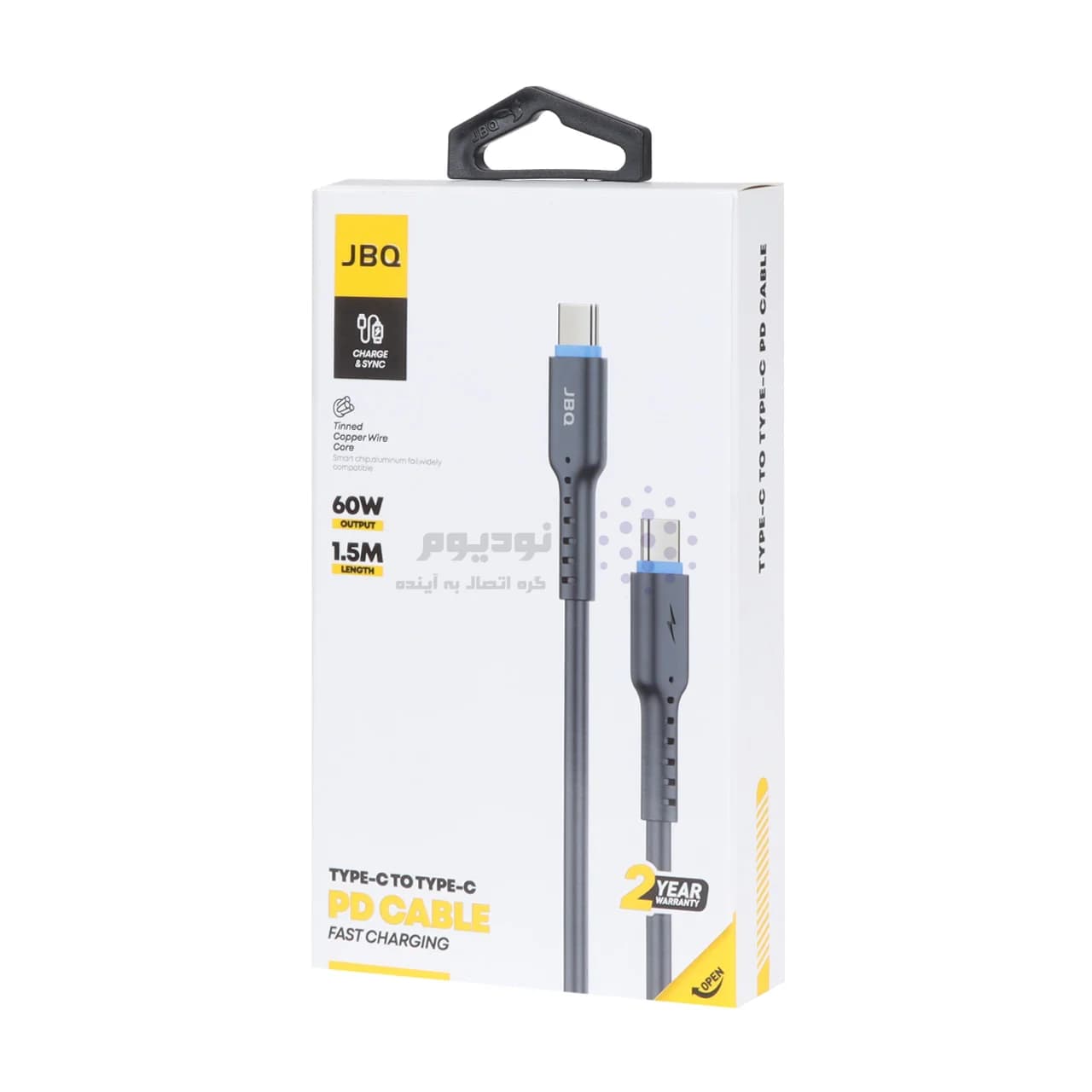 کابل شارژ 1.5 متری PD و فست JBQ Type-C to Type-C مدل CA-722 – مشکی (گارانتی یکساله رصاصی) — تصویر ۲