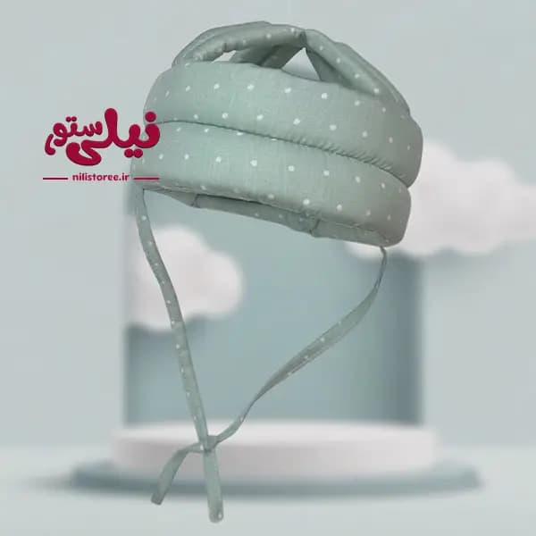 کلاه محافظ سر نوزاد طرح خال خالی برند نینی سیف Nini safe — تصویر ۵