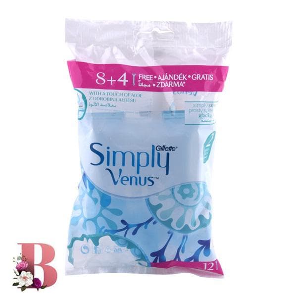 خودتراش ژیلت مدل Simply Venus بسته ۱۲ عددی | Gillete simply venus 2 blades 12pcs