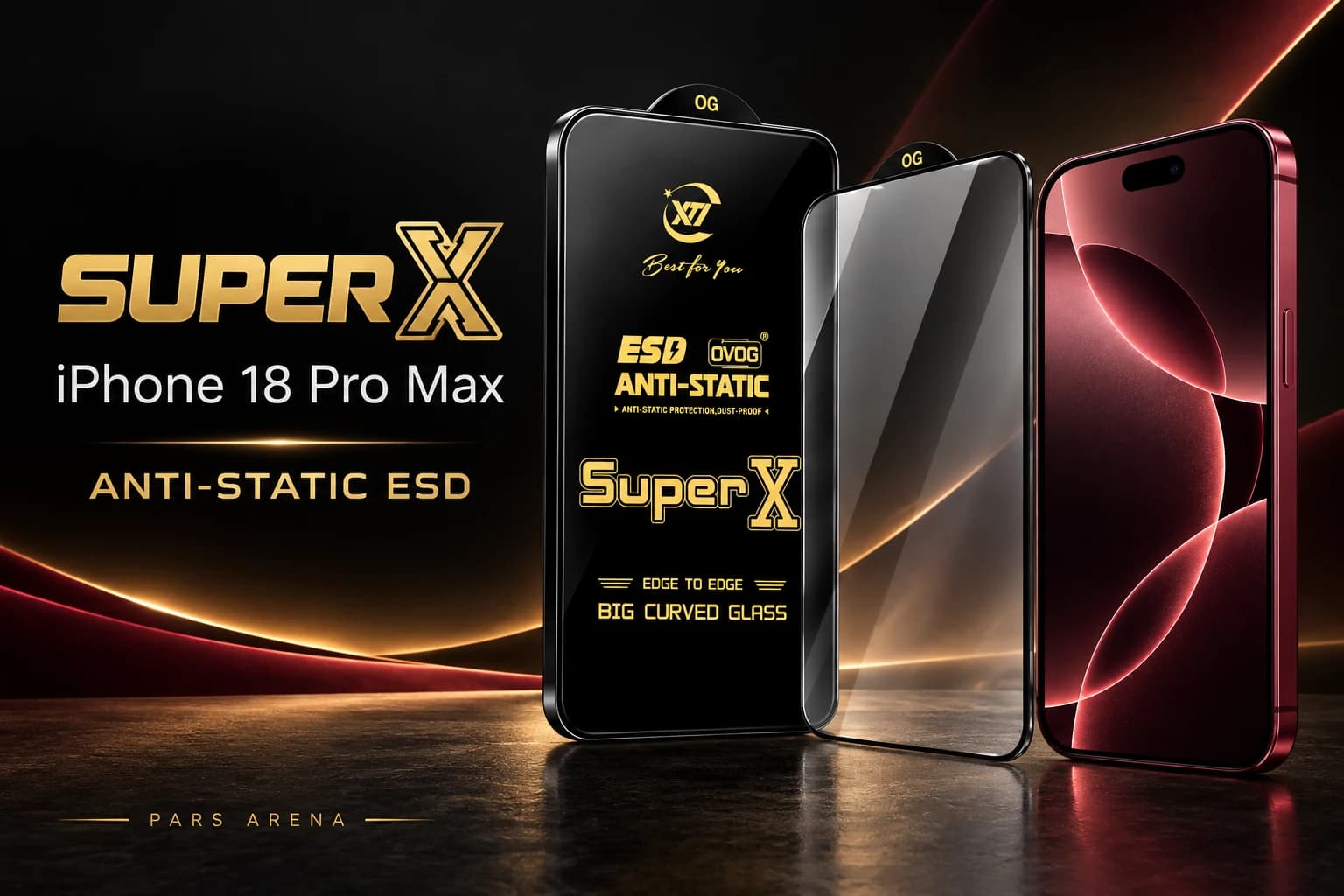 گلس آیفون 18 و 17 پرو مکس آنتیاستاتیک – گلس شیشه ای آیفون 17/18 pro max — تصویر ۴
