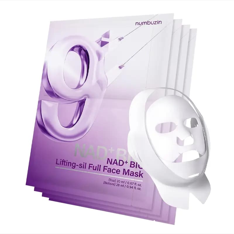 ماسک ورقه ای لیفت و درخشان کننده صورت نامبوزین Numbuzin شماره 9 مدل NAD+ Bio بسته چهار عددی (اصل – کره جنوبی) — تصویر ۴