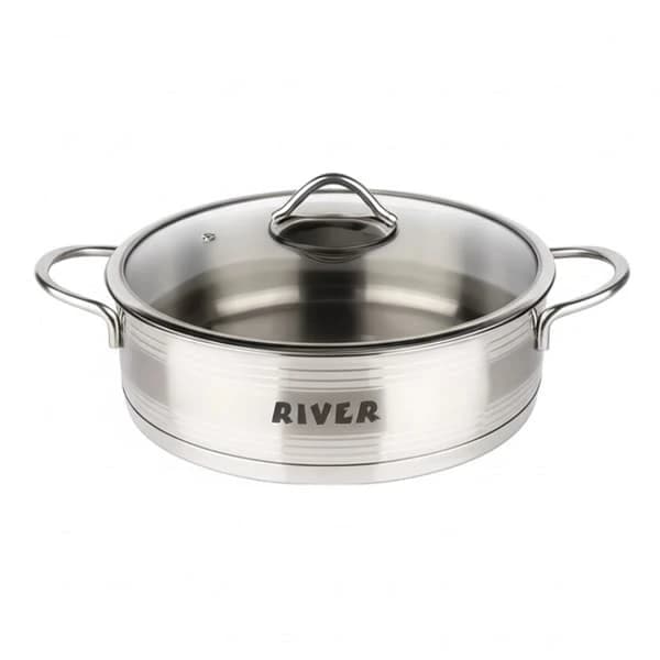 تابه تکدسته استیل ریور RIVER مدل نیمه مات خط دار سایز 20 کد 3866L