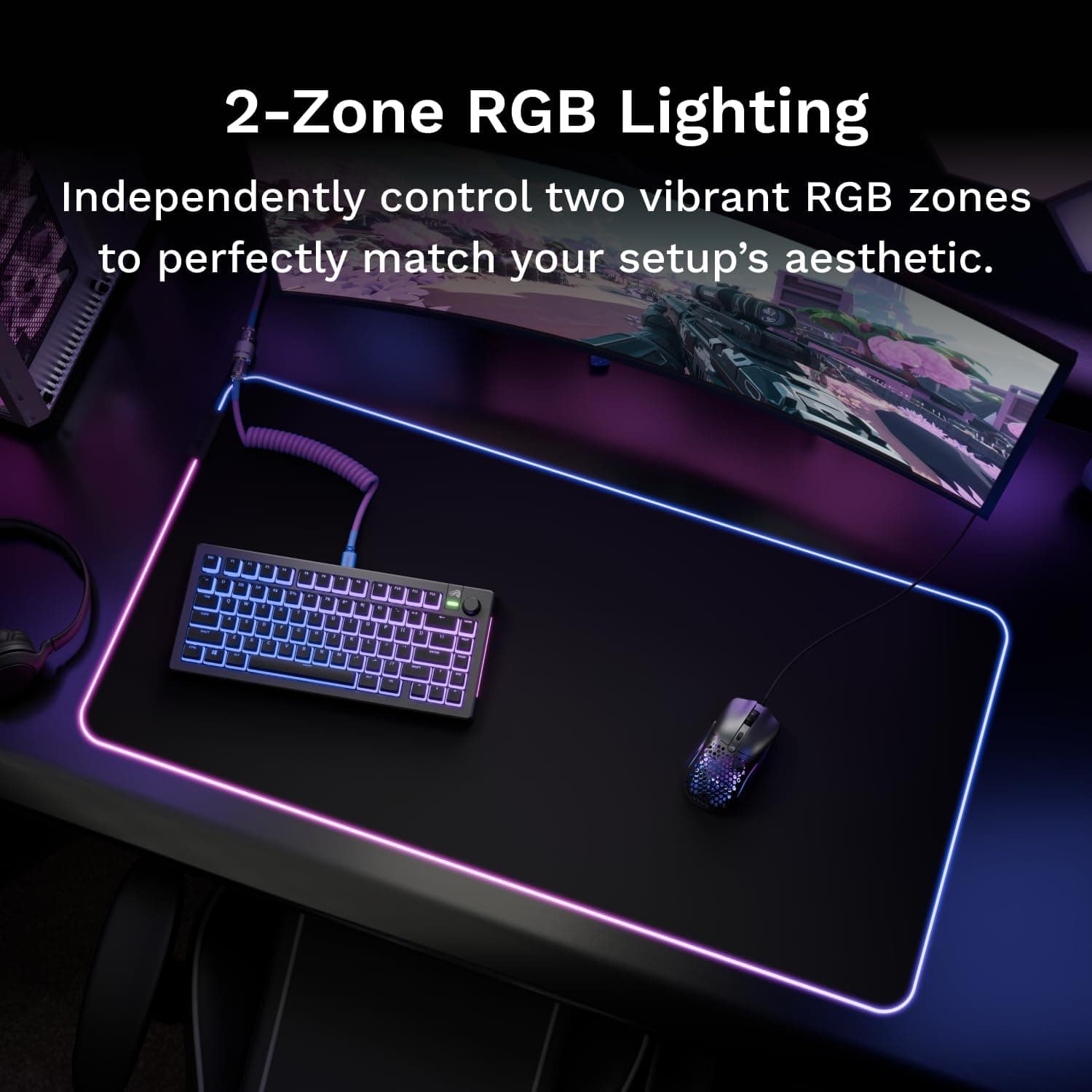 موس پد گیمینگ Glorious Mouse Pad GMP 2 GLED -XL Extended Black RGB — تصویر ۲