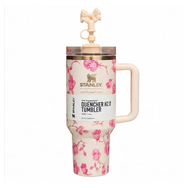 تراول ماگ طرح استنلی Stanley مدل Tumbler طرح شکوفه گنجایش 1180 میلی لیتر