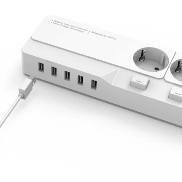 چند راهی 4 خانه اوریکو OSJ-4A5U-EU با کابل 1.5 متری + شارژر USB — تصویر ۳