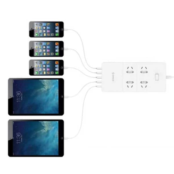 چند راهی 4 خانه اوریکو HPC-4A5U-V1 با کابل 1.5 متری + شارژر USB — تصویر ۴