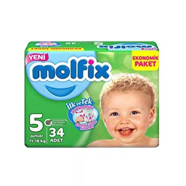 پوشک مولفیکس نوزادی 28 عددی سایز 5 Molfix — تصویر ۳
