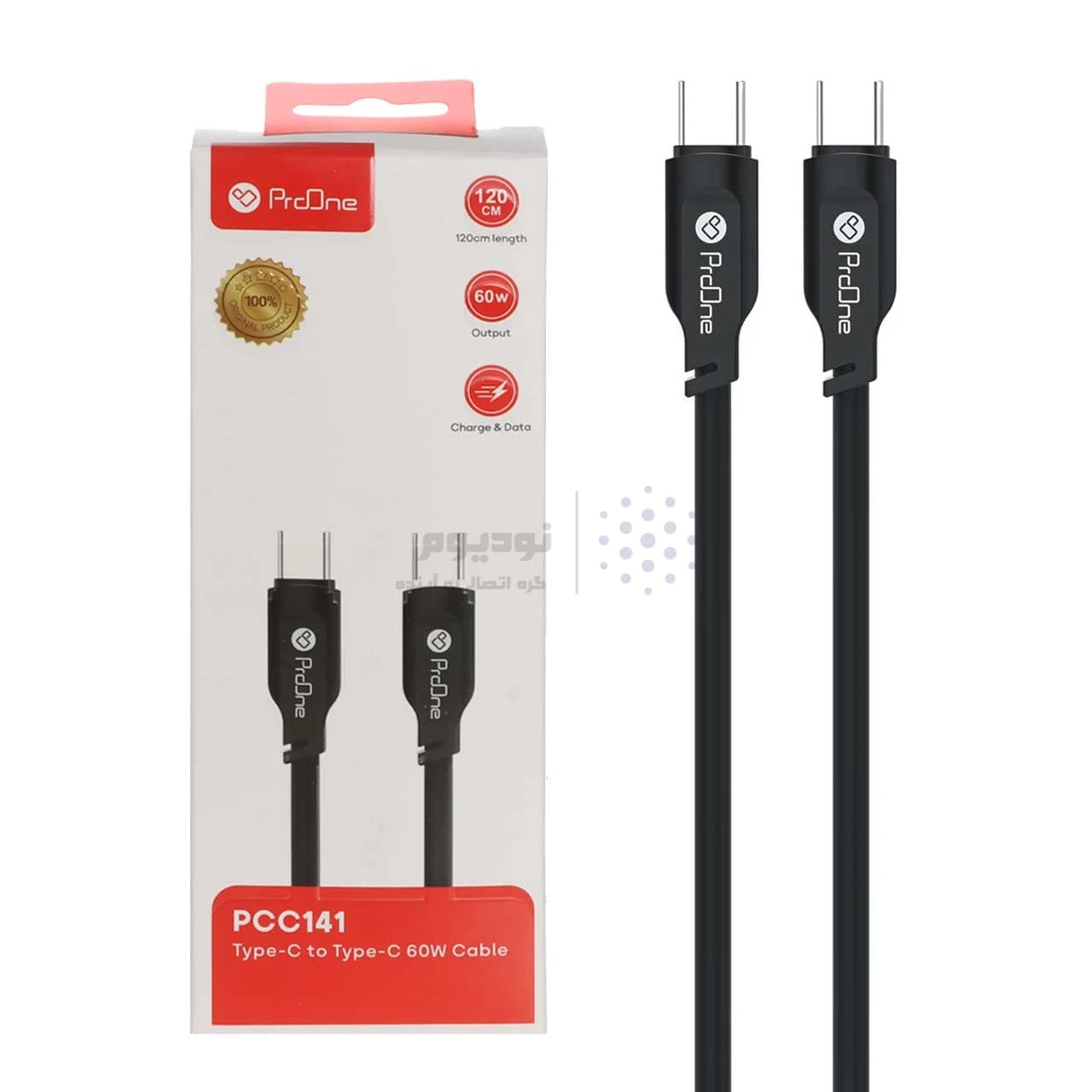کابل شارژ فست 1.2 متری ProOne Type-C To Type-C مدل PCC141 60W – مشکی — تصویر ۳