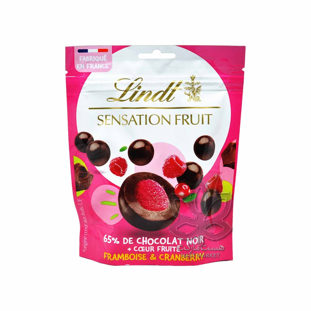 شکلات تلخ با مغز رزبری و کرنبری ۱۶۰ گرم سنسیشن لینت – lindt