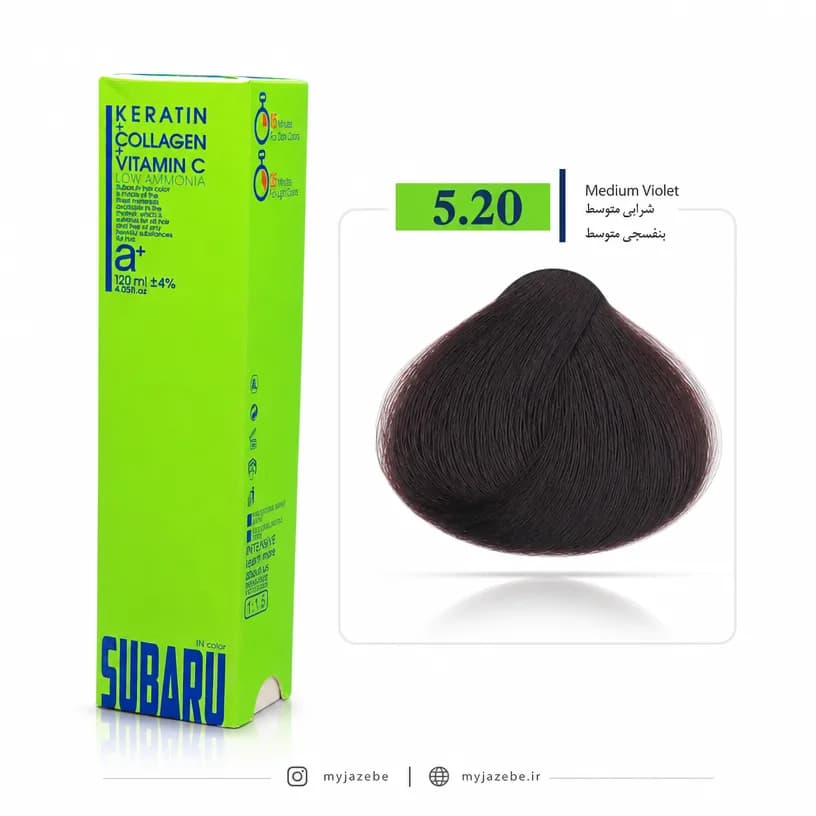 رنگ مو SUBARU سوبارو کم آمونیاک 5.20 شرابی متوسط