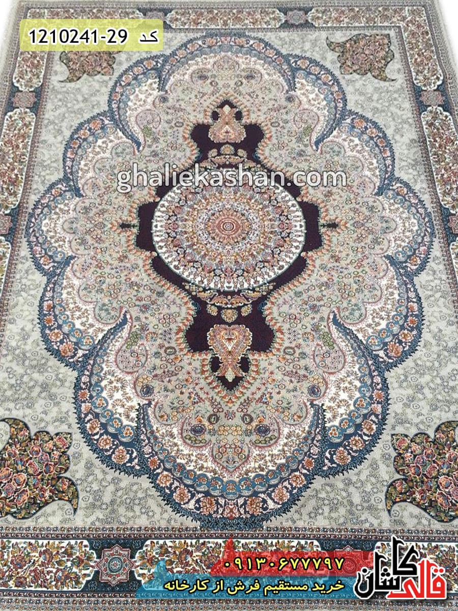 فرش طرح 700 شانه طرح آرشیدا زمینه فیلی کاشان