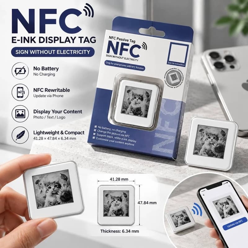 تگ NFC با نمایشگر جوهر الکترونیکی؛ بدون نیاز به باتری