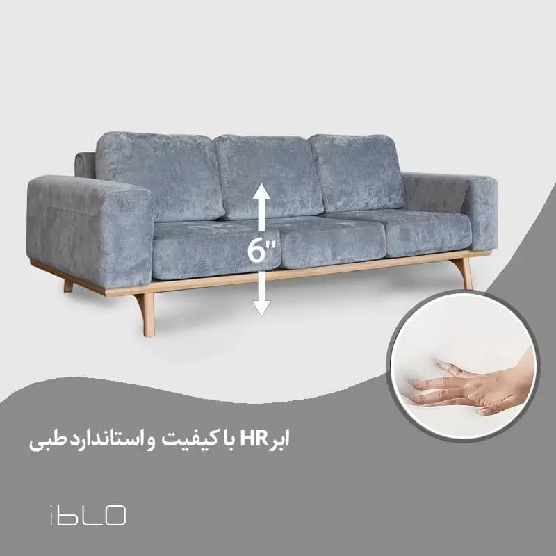 مبل راحتی سه نفره اورلاندو (طوسی) — تصویر ۸