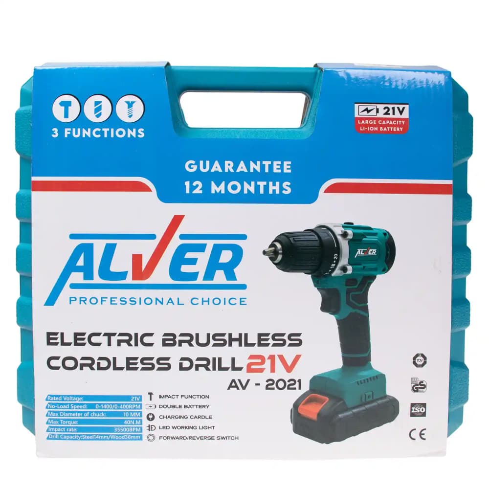 دریل پیچ گوشتی شارژی AV-2021 آلور (21 ولت) — تصویر ۴