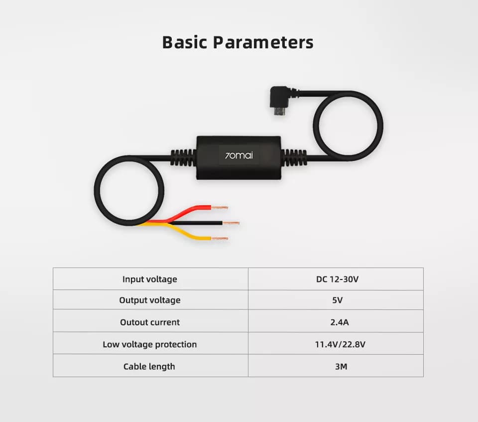 کیت سخت افزاری دوربین خودرو شیائومی 70mai Hardwire Kit Midrive UP02 — تصویر ۳