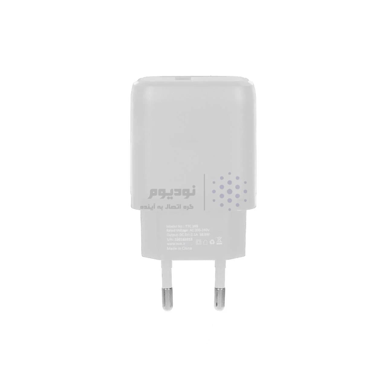 شارژر دیواری تک پورت TSCO مدل TTC 165 10W همراه با کابل شارژ TYPE-C – سفید (گارانتی 12 ماهه تسکو) — تصویر ۳