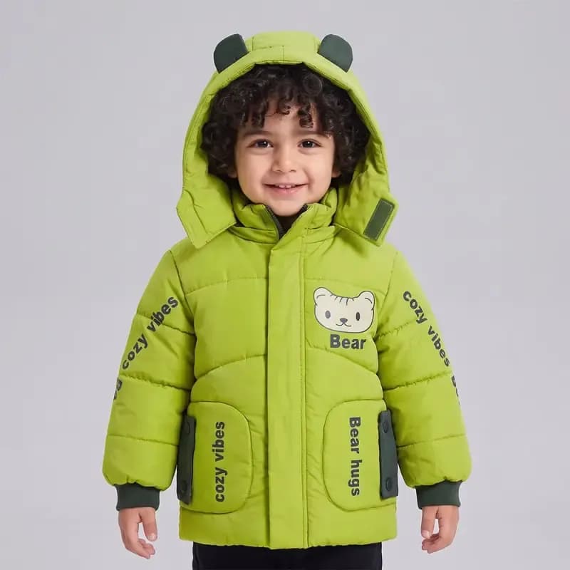 کاپشن پسرانه BEAR سبز پستهای خزدار