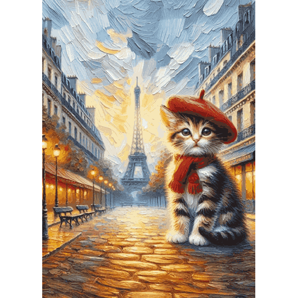 پازل 260 تکه آرت پازل مدل The Artist Cat in Paris کد 40270 — تصویر ۲