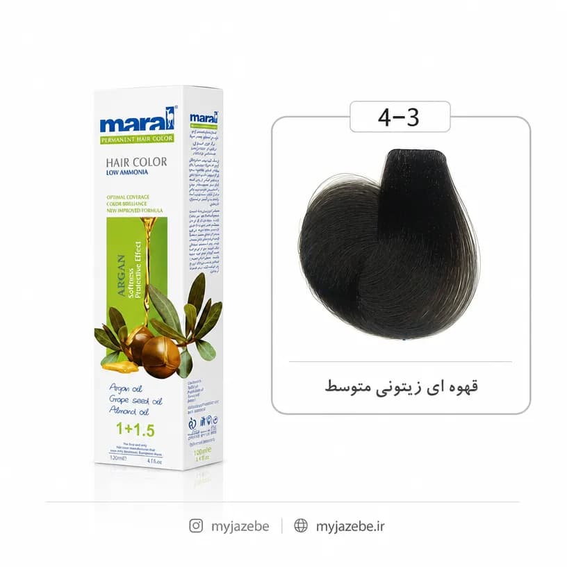 رنگ مو قهوه ای زیتونی متوسط مارال شماره Maral 4.3
