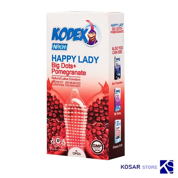 کاندوم کدکس انار هپی لیدی Happy Lady بسته 10 عددی — تصویر ۲