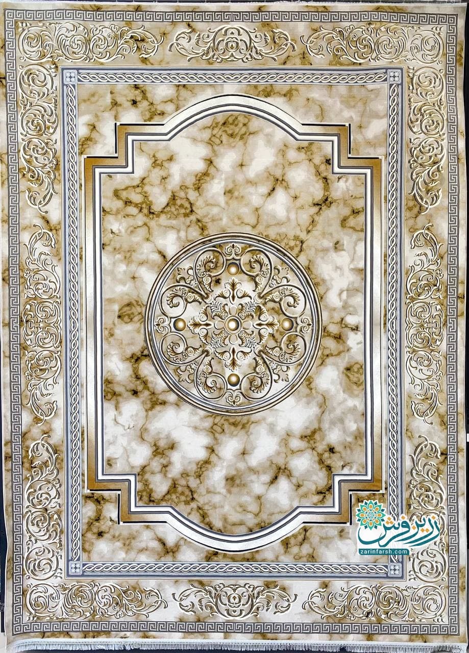فرش ماشینی 1200 شانه طرح مدوسا فرانسوی بژ کد 1236