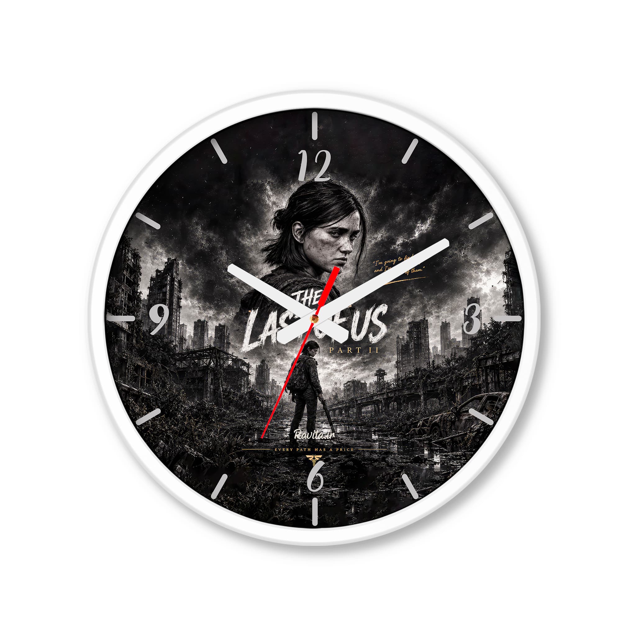ساعت رومیزی دیواری راویتا طرح الی آخرین بازمانده ۲ – Ellie The Last of Us کد 3928 — تصویر ۴
