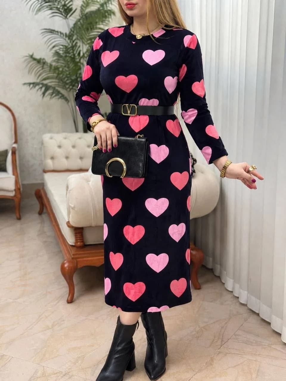 ماکسی مخمل مدل قلبی