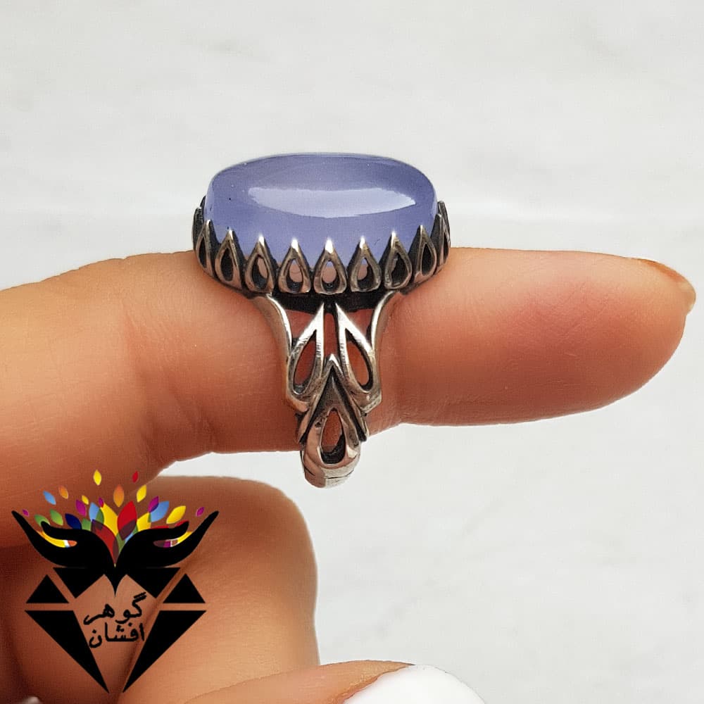 انگشتر طلاروس عقیق یمنی کبود اصل R2514