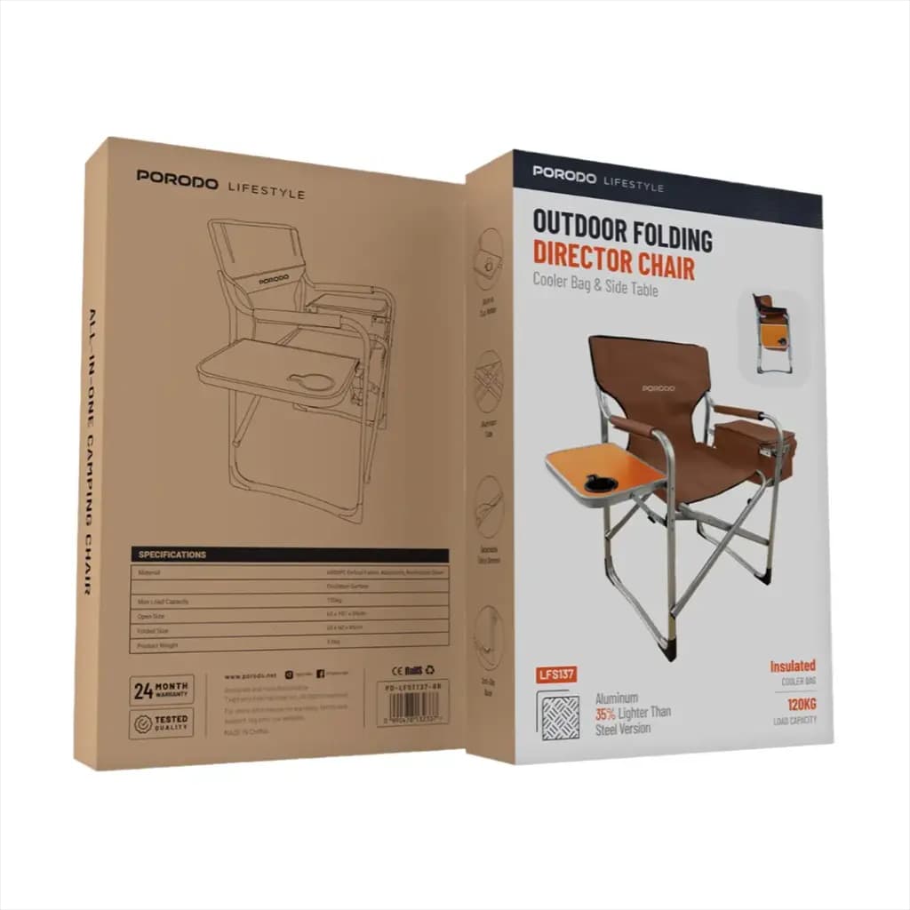 صندلی مخصوص کمپینگ پرودو مدل Porodo Lifestyle Outdoor Folding Director Chair PD-LFST137-BR — تصویر ۳