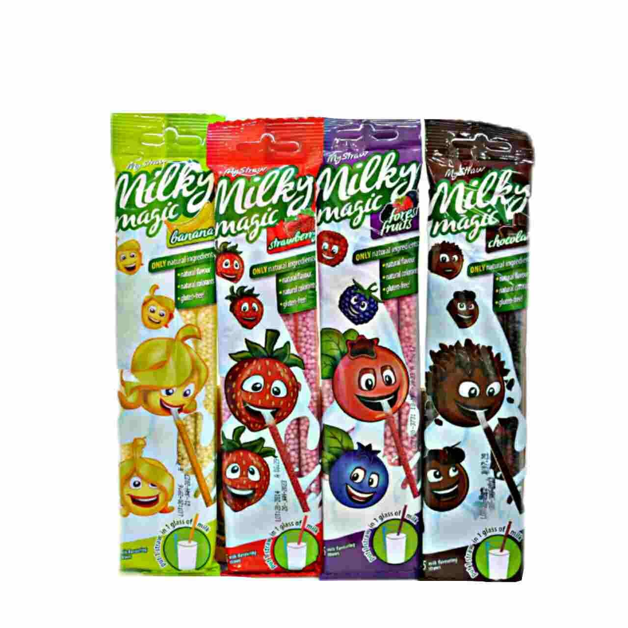 نی شیر طعم میوه های جنگلی ( بدون گلوتن ) ۵ عدد میلکی مجیک – milky magic — تصویر ۳