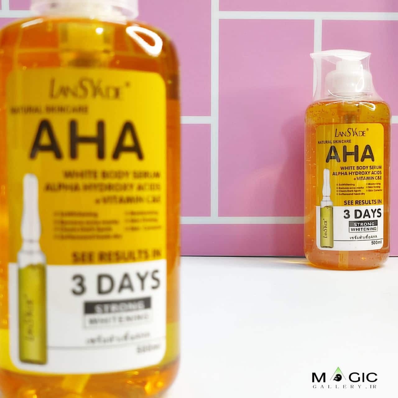 سرم روشن کننده بدن الفا ضدلک و درمانی الفا هیدروکسی آمریکایی حجم ۵۰۰ میلی لیتر AHA White Body Serum Lansyade 500g — تصویر ۴