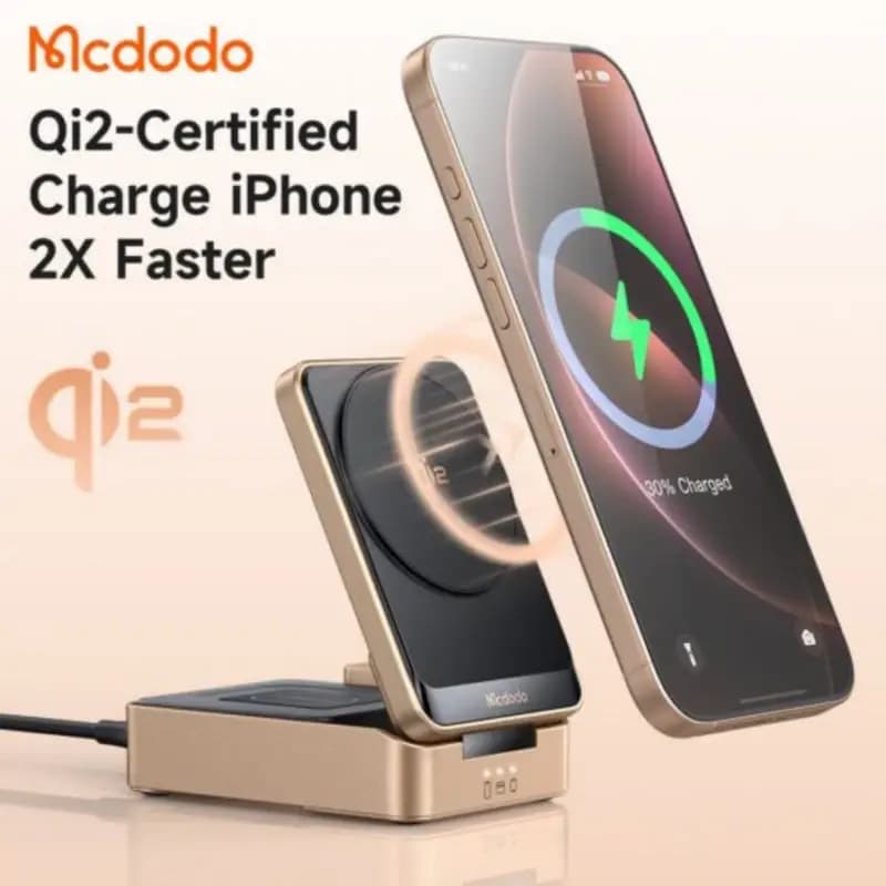 استند شارژر وایرلس ۳ کاره تاشو توان 22.5 وات بدون شارژرمک دودو مدل Mcdodo CH-5193 — تصویر ۳