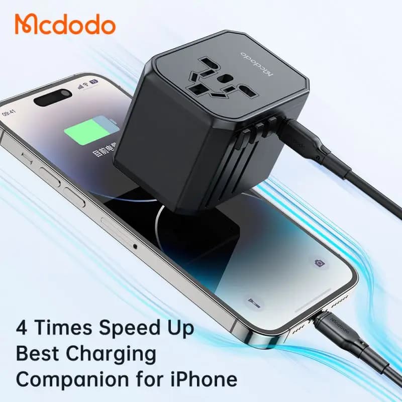 آداپتور شارژ سریع 33وات و تبدیل پریز همه کاره مسافرتی مک دودو مدل MCDODO CP-4290 — تصویر ۵
