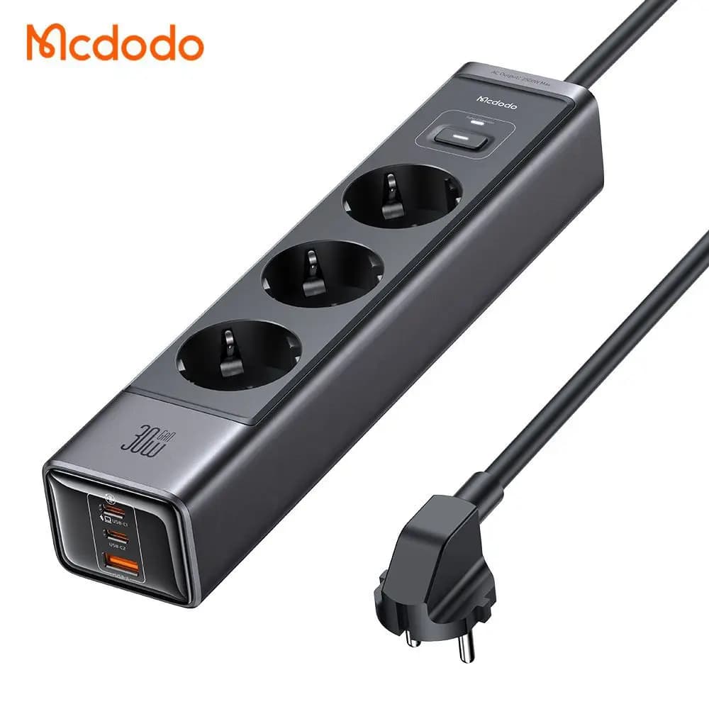 آداپتور شارژر و چند راهی 30 وات و چند راهی محافظ برق مک دودو مدل MCDODO GaN CH-0620